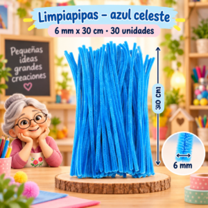 RI-0004648-1.png Limpiapipas 6 mm x 30 cm, 30 unidades - Azul celeste