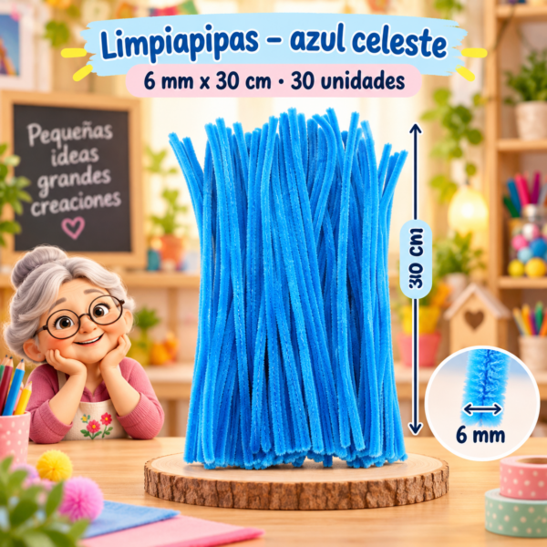RI-0004648-1.png Limpiapipas 6 mm x 30 cm, 30 unidades - Azul celeste
