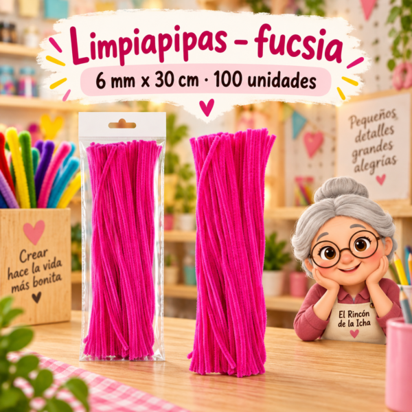 RI-0004656-1.png Limpiapipas 6 mm x 30 cm, 100 unidades - Fucsia