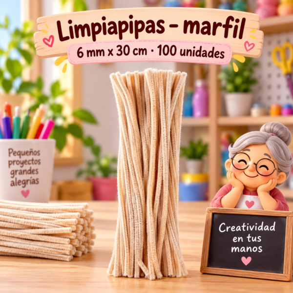 RI-0004659-1.png Limpiapipas 6 mm x 30 cm, 100 unidades - Marfil
