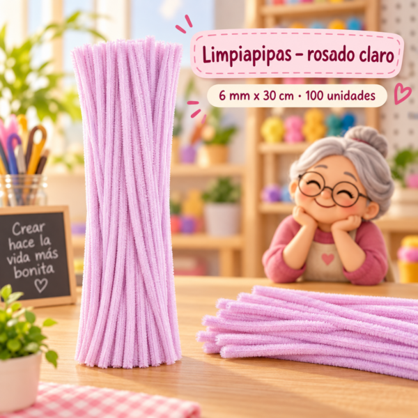 RI-0004664-1.png Limpiapipas 6 mm x 30 cm, 100 unidades - Rosado claro
