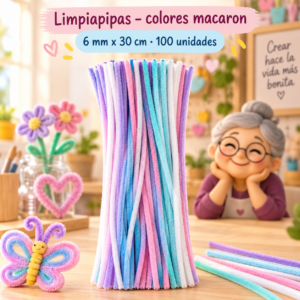 RI-0004665-1.png Limpiapipas 6 mm x 30 cm, 100 unidades - Colores macaron