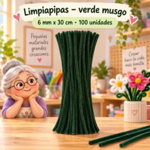 RI-0004666-1.png Limpiapipas 6 mm x 30 cm, 100 unidades - Verde musgo