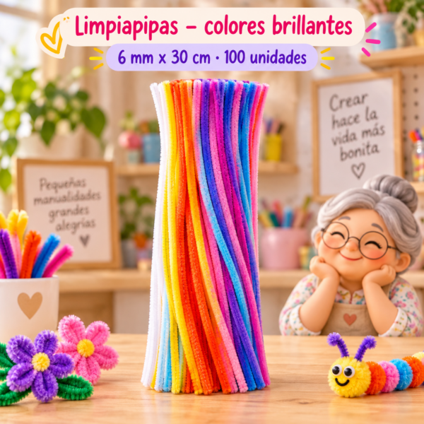 RI-0004667-1.png Limpiapipas 6 mm x 30 cm, 100 unidades - Colores brillantes