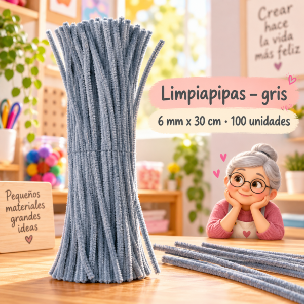 RI-0004670-1.png Limpiapipas 6 mm x 30 cm, 100 unidades - Gris