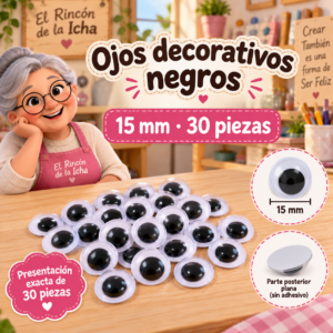RI-0004691-1.png Ojos decorativos negros redondos 15 mm, 30 piezas