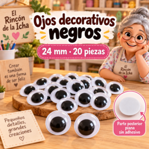 RI-0004692-1.png Ojos decorativos negros redondos 24 mm, 20 piezas