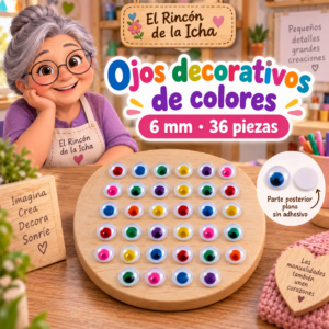 RI-0004693-1.png Ojos decorativos de colores 6 mm, 36 piezas
