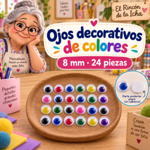 RI-0004694-1.png Ojos decorativos de colores 8 mm, 24 piezas