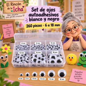 RI-0004702-1.png Set de ojos decorativos autoadhesivos blanco y negro, 260 piezas