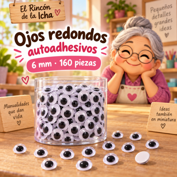 RI-0004708-1.png Ojos decorativos negros redondos autoadhesivos 6 mm, 160 piezas
