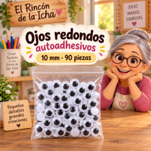 RI-0004710-1.png Ojos decorativos negros redondos autoadhesivos 10 mm, 90 piezas
