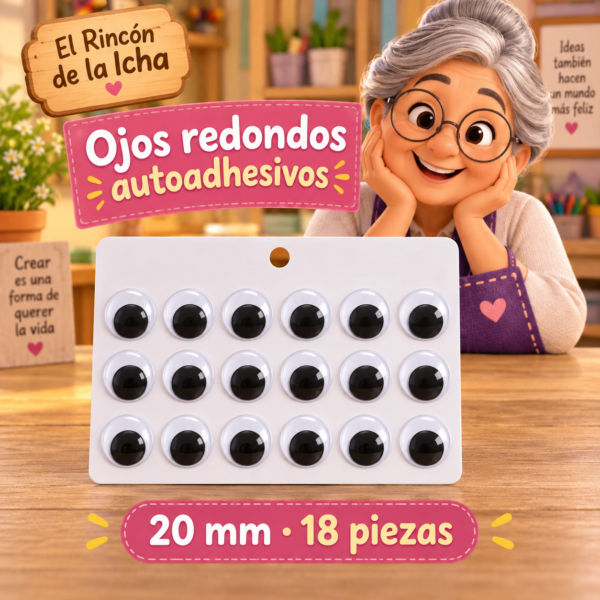 RI-0004711-1.png Ojos decorativos negros redondos autoadhesivos 20 mm, 18 piezas