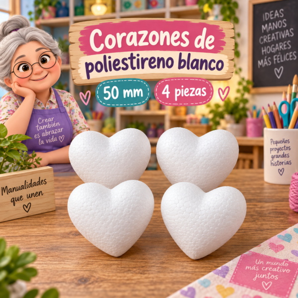 Corazón de poliestireno 50 mm, 4 piezas