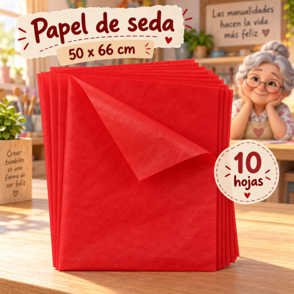 RI-0004777-1.png Papel de seda 17 g, 50 x 66 cm, 10 hojas, rojo intenso