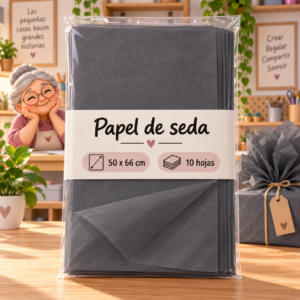 Papel de seda 17 g, 50 x 66 cm, 10 hojas, gris oscuro
