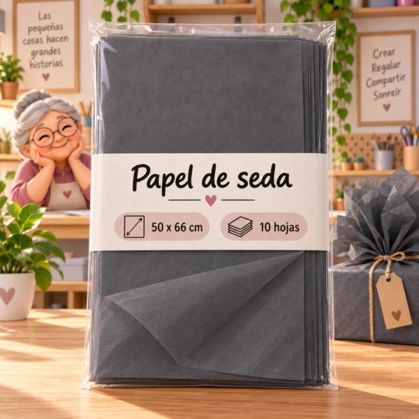 RI-0004783-1.png Papel de seda 17 g, 50 x 66 cm, 10 hojas, gris oscuro