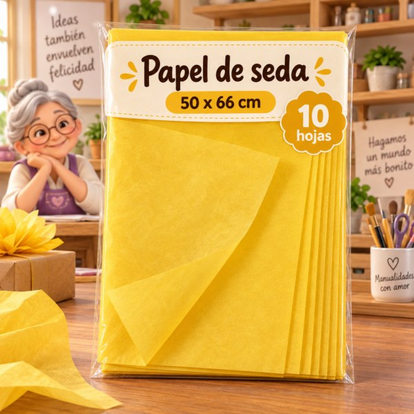 RI-0004785-1.png Papel de seda 17 g, 50 x 66 cm, 10 hojas, amarillo dorado