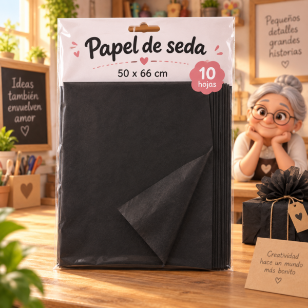 RI-0004791-1.png Papel de seda 17 g, 50 x 66 cm, 10 hojas, negro