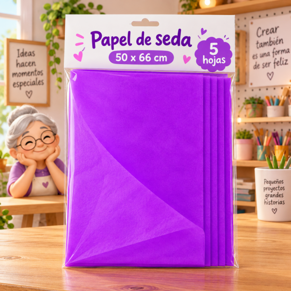RI-0004793-1.png Papel de seda 17 g, 50 x 66 cm, 5 hojas, morado fluorescente