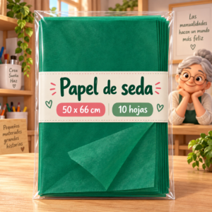 Papel de seda 17 g, 50 x 66 cm, 10 hojas, verde esmeralda