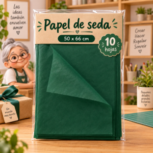 RI-0004797-1.png Papel de seda 17 g, 50 x 66 cm, 10 hojas, verde oscuro