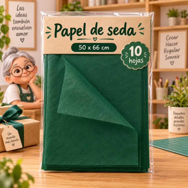 RI-0004797-1.png Papel de seda 17 g, 50 x 66 cm, 10 hojas, verde oscuro