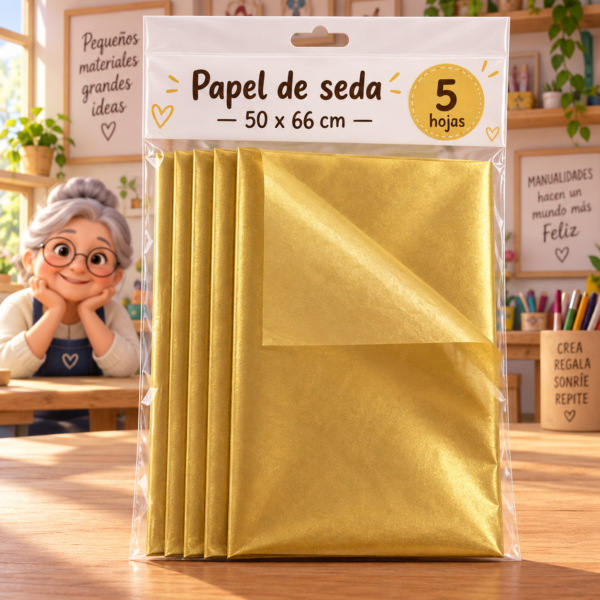 RI-0004801-1.png Papel de seda 17 g, 50 x 66 cm, 5 hojas, dorado