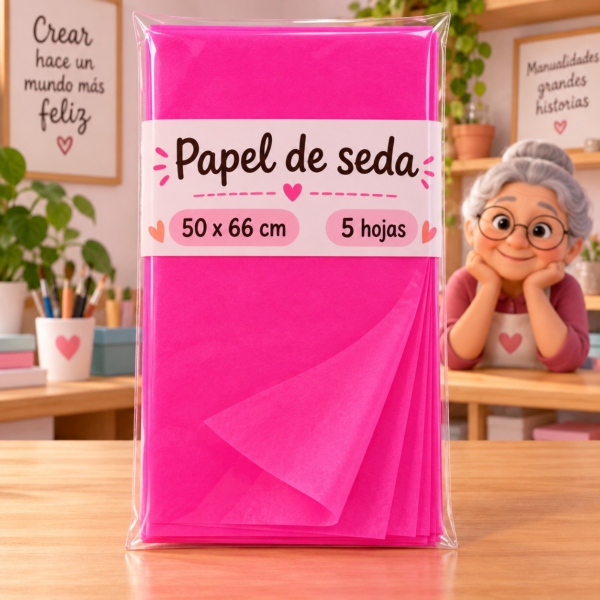 RI-0004803-1.png Papel de seda 17 g, 50 x 66 cm, 5 hojas, rosa fluorescente