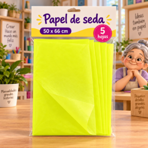 RI-0004805-1.png Papel de seda 17 g, 50 x 66 cm, 5 hojas, amarillo fluorescente
