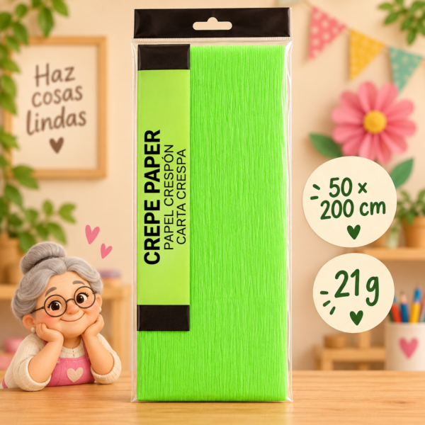 RI-0004840-1.png Papel crespón 50 x 200 cm, 21 g, verde fluorescente
