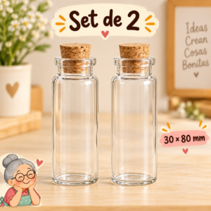 RI-0004845-1.png Set de 2 botellas de vidrio con corcho, 30x80 mm