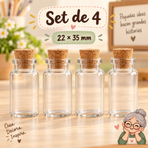 RI-0004846-1.png Set de 4 botellas de vidrio con corcho, 22x35 mm