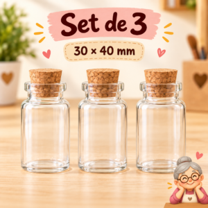 RI-0004852-1.png Set de 3 botellas de vidrio con corcho, 30x40 mm
