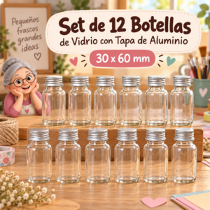RI-0004856-1.png Set de 12 botellas de vidrio con tapa de aluminio, 30x60 mm