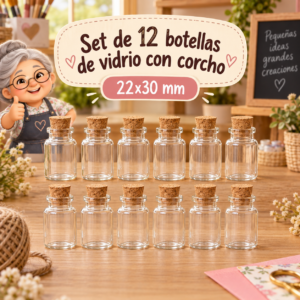 RI-0004858-1.png Set de 12 botellas de vidrio con corcho, 22x30 mm
