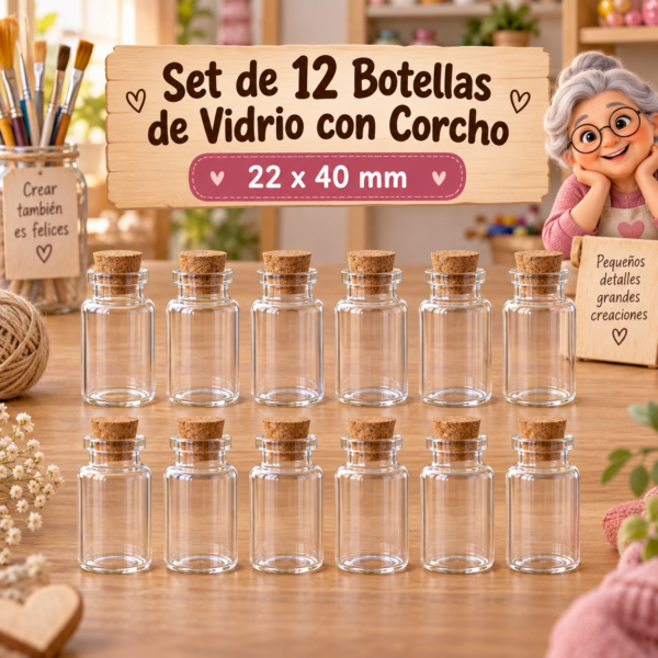 RI-0004859-1.png Set de 12 botellas de vidrio con corcho, 22x40 mm