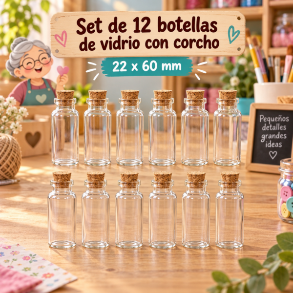 RI-0004860-1.png Set de 12 botellas de vidrio con corcho, 22x60 mm