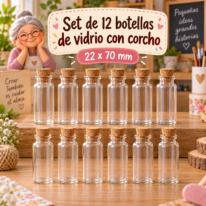 RI-0004861-1.png Set de 12 botellas de vidrio con corcho, 22x70 mm