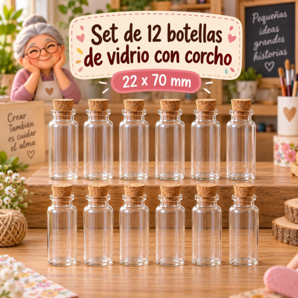 RI-0004861-1.png Set de 12 botellas de vidrio con corcho, 22x70 mm
