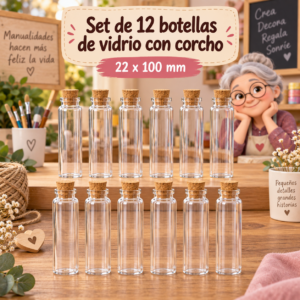 RI-0004862-1.png Set de 12 botellas de vidrio con corcho, 22x100 mm
