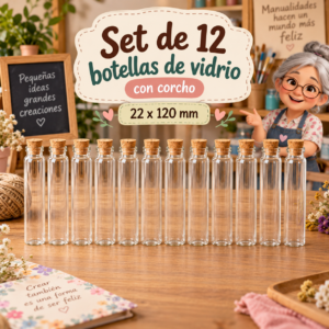 RI-0004863-1.png Set de 12 botellas de vidrio con corcho, 22x120 mm