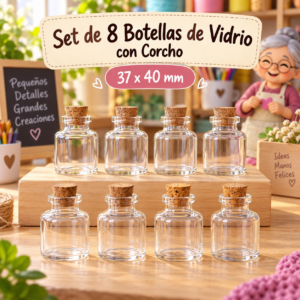 RI-0004869-1.png Set de 8 botellas de vidrio con corcho, 37x40 mm