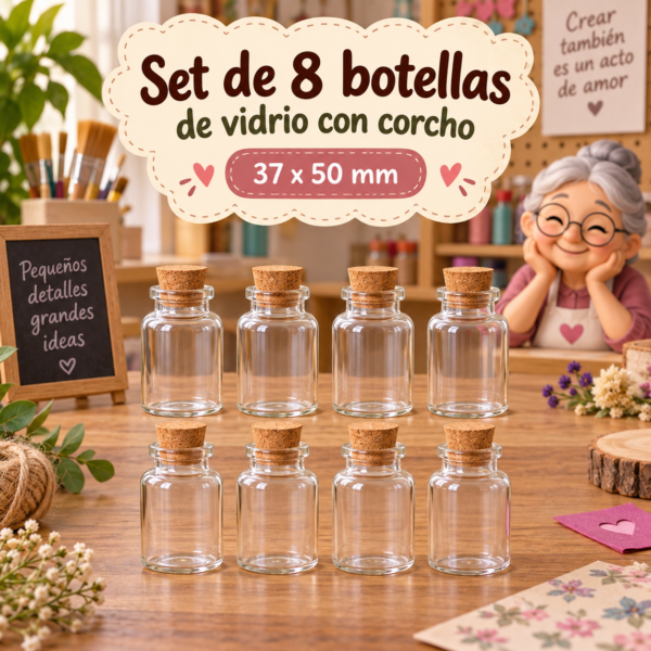 RI-0004870-1.png Set de 8 botellas de vidrio con corcho, 37x50 mm