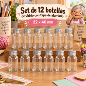 RI-0004874-1.png Set de 12 botellas de vidrio con tapa de aluminio, 22x40 mm