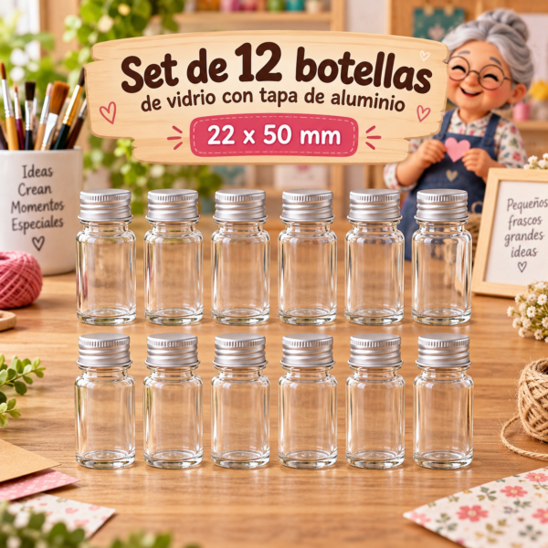 RI-0004875-1.png Set de 12 botellas de vidrio con tapa de aluminio, 22x50 mm