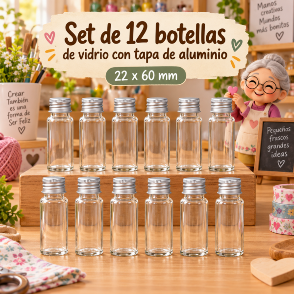 RI-0004876-1.png Set de 12 botellas de vidrio con tapa de aluminio, 22x60 mm