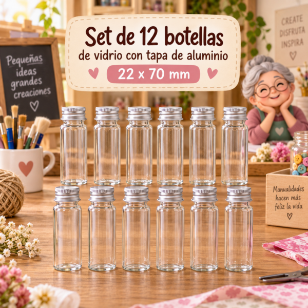 RI-0004877-1.png Set de 12 botellas de vidrio con tapa de aluminio, 22x70 mm