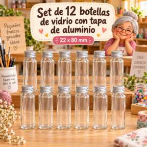 RI-0004878-1.png Set de 12 botellas de vidrio con tapa de aluminio, 22x80 mm