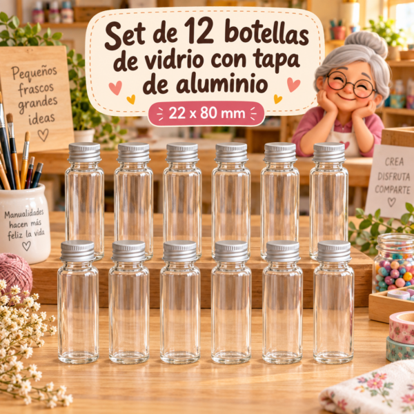 RI-0004878-1.png Set de 12 botellas de vidrio con tapa de aluminio, 22x80 mm